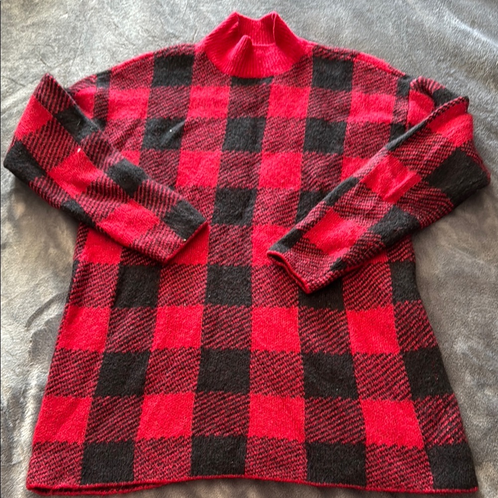 Red and Black Checkered Men's Sweater